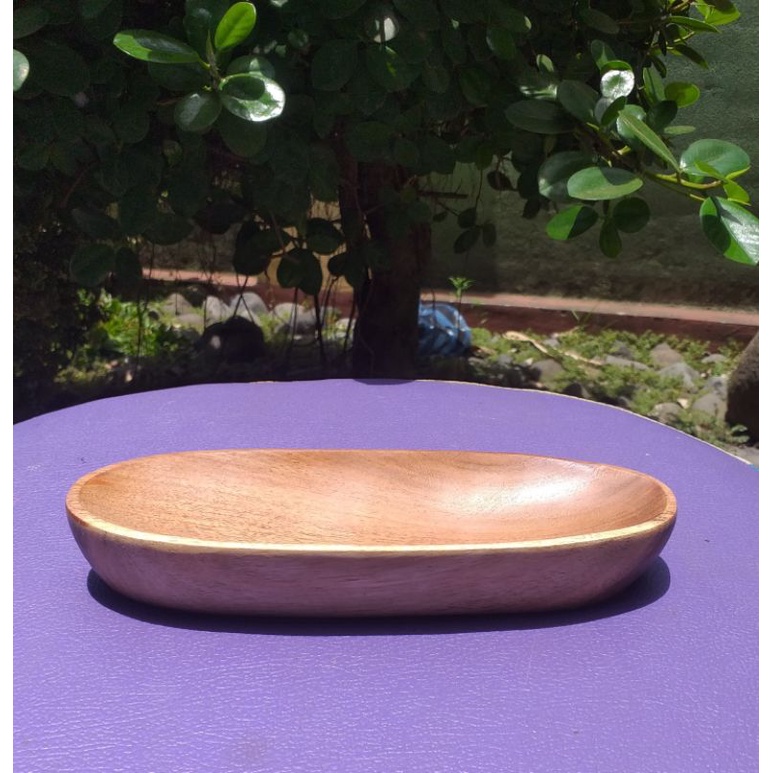 piring susi oval/piring roti 7x20cm.kayu akasia