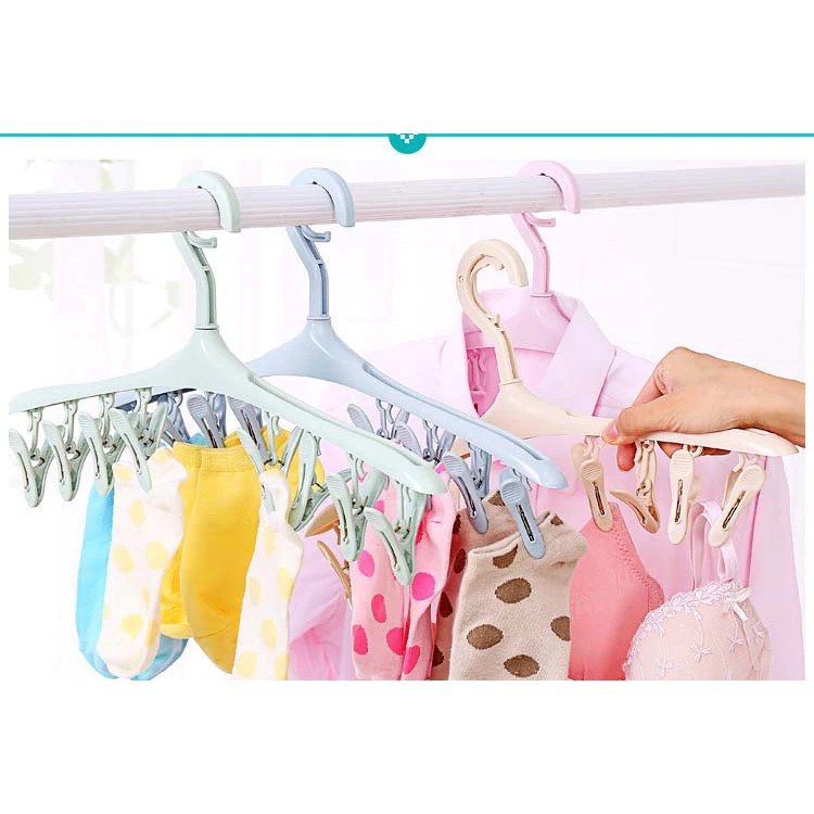 GM120 COD HANGER 8 In 1 Hanger Gantungan / Jepitan Kaos Kaki Jemuran Baju Multifungsi [1KG=15 PCS]