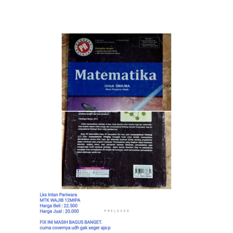 LKS MATEMATIKA WAJIB INTAN PARIWARA Kelas 12 (PRELOVED)