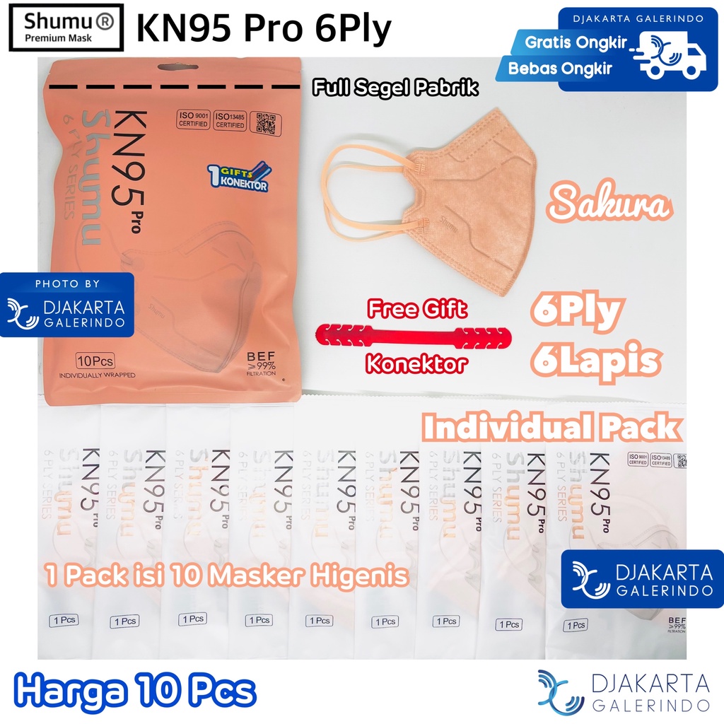 Masker SHUMU KN95 Pro 6Ply Individual Pack isi 10Pcs