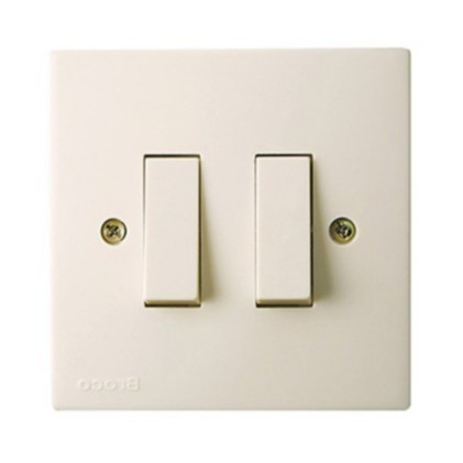 BROCO 6612 STD Double Switch 6A 250V Cream | Saklar 2 Gang 1 Way