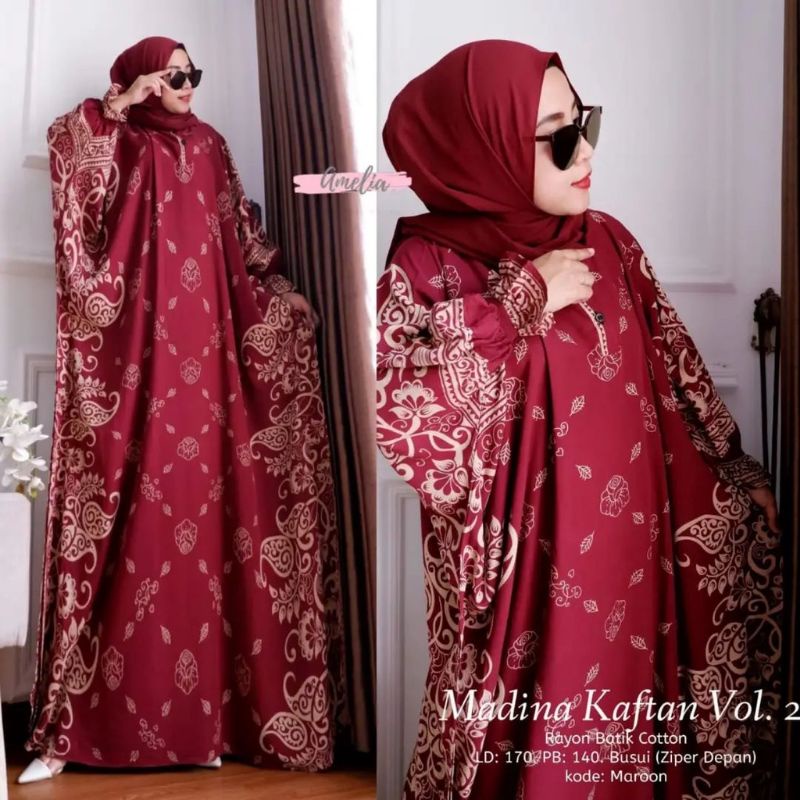 KAFTAN MADINA JUMBO GAMIS RAYONPREMIUM LONG DRESS BATIK BIG SIZE BAJU