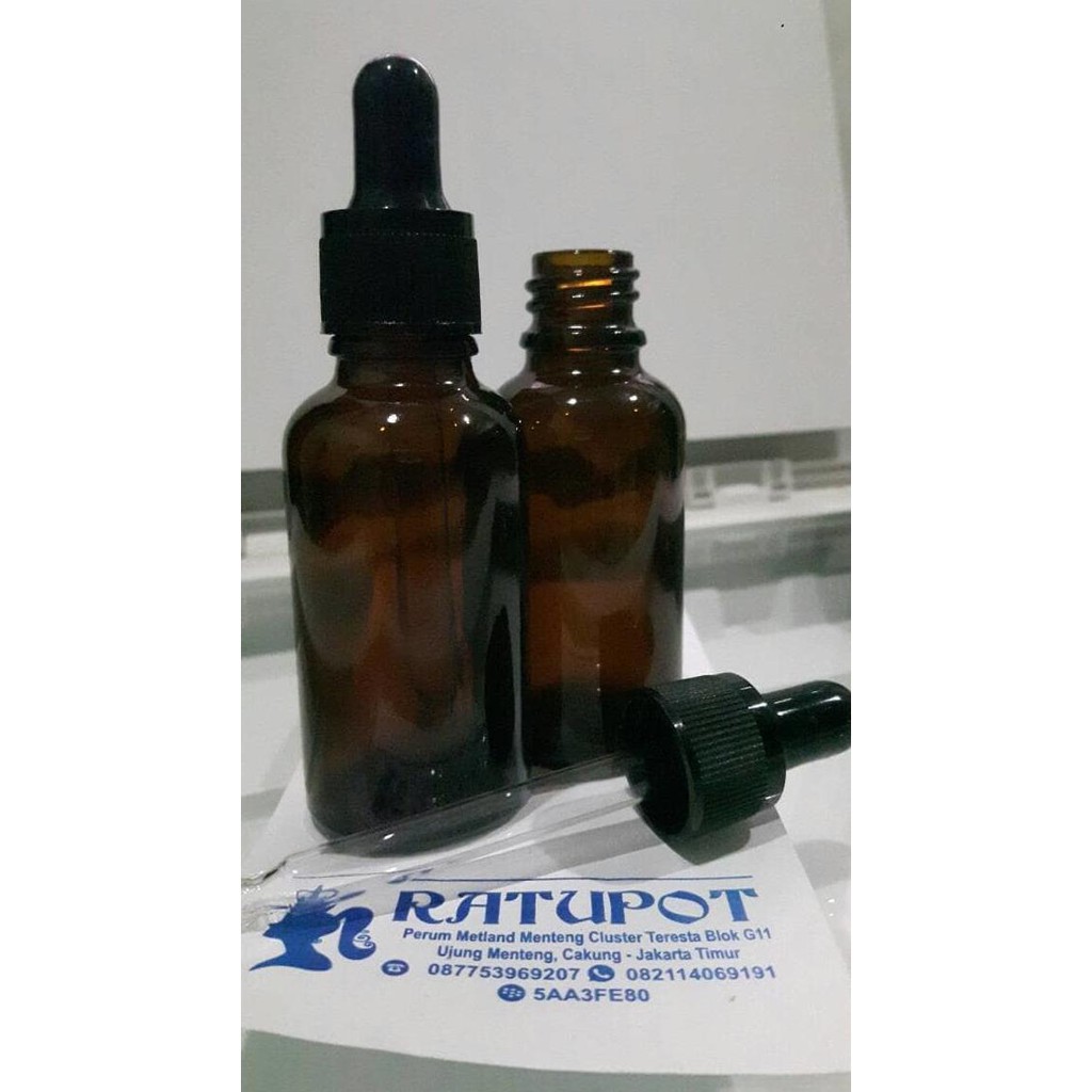 BOTOL 30 ML KACA COKLAT TEBAL PIPET HITAM
