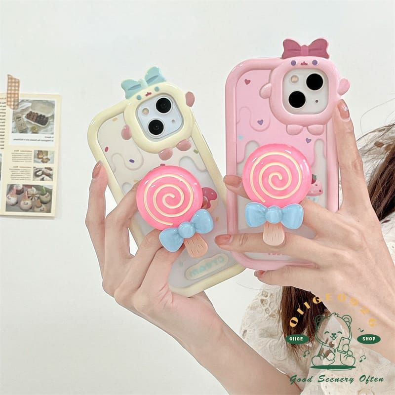 Case IPHONE 13 12 11 Pro Max  Casing+Pop Socket Cute Lucu Unik Cantik