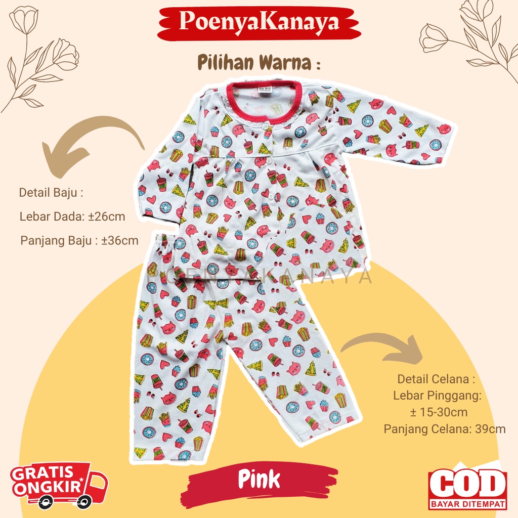 Setelan Baju Bayi Piyama Bayi Perempuan Junk Food Syifana 3-12 bln SPY90