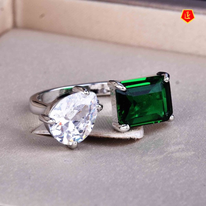 [Ready Stock]Natural Emerald Ring Ins Cold Style Advanced Customization