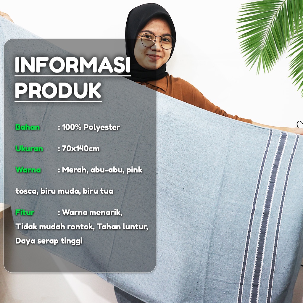 Handuk Mandi Polos List Jumbo Tebal Dewasa Size 70x140cm Katun Premium Perlengkapan Mandi Rumah Tangga Import - H17-B - Luckystar