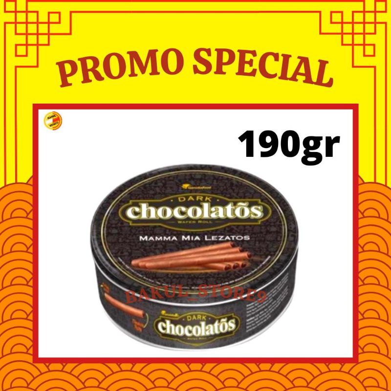 Gery Chocolatos Wafer Roll Dark Chocolate 190 Gram Kaleng