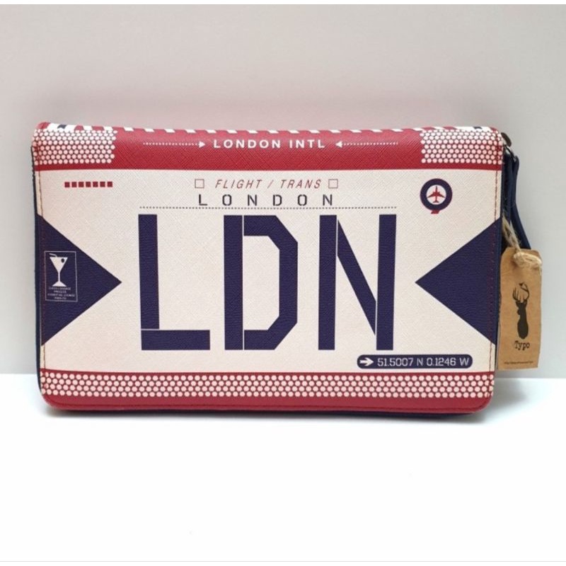 Original Typo Travel Traveling Compendium Dompet Passport Motif London