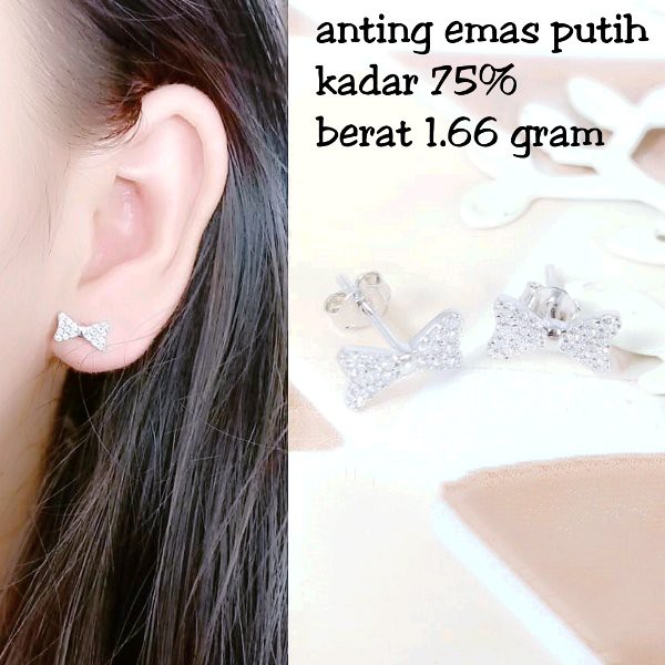 anting emas putih kadar 75 persen 1.66 gram
