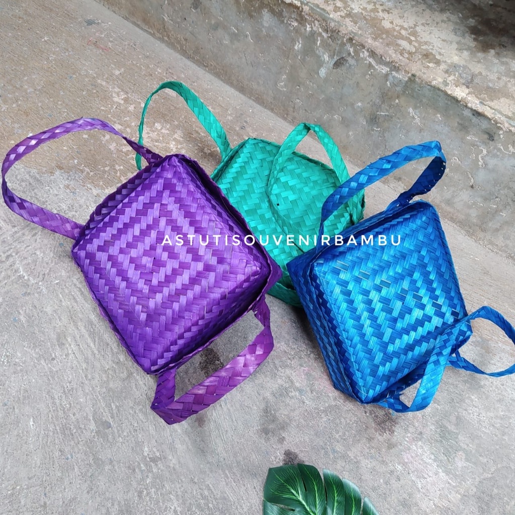 BESEK JINJING 25 CM WARNA / besek makan / besek murah / pipiti / besek bambu / seserahan / hampers