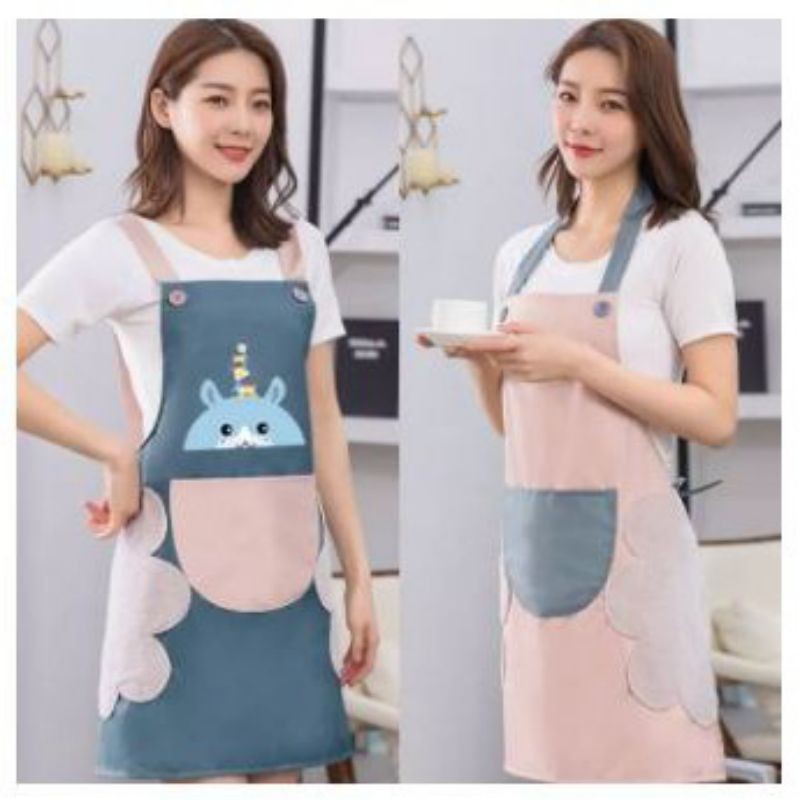 Apron masak celemek premium waterproof + sisi lap tangan