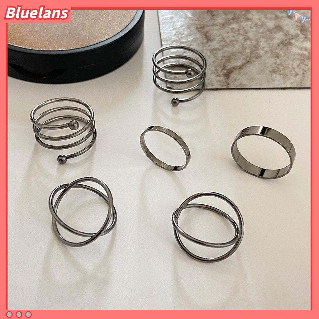 1 Set Cincin Knuckle Bentuk Geometris Electroplating Tahan Lama Gaya Punk Untuk Unisex