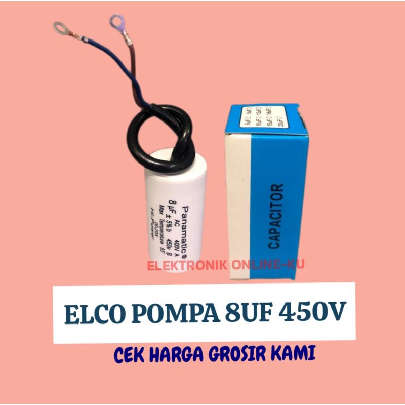 CAPASITOR POMPA ELCO POMPA KAPASITOR BULAT 8UF 450VAC 400VAC