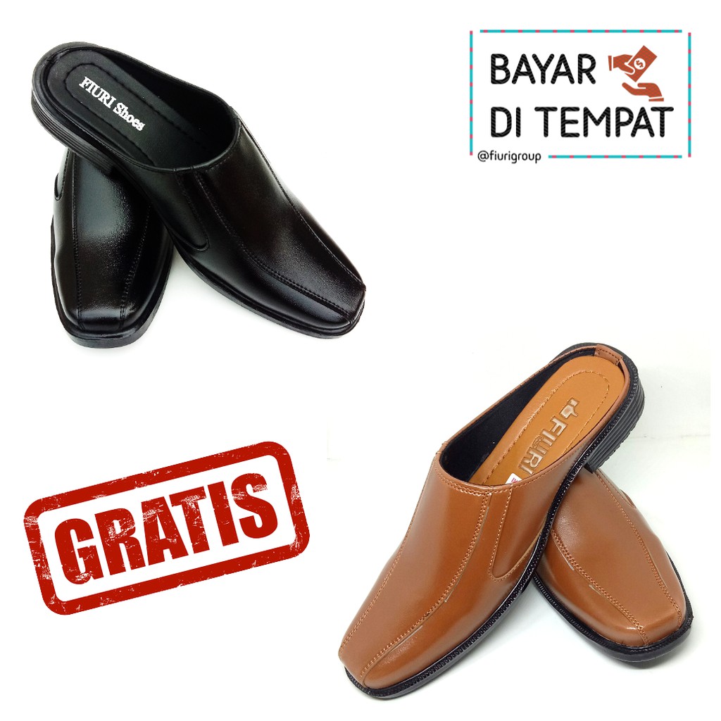 FIURI - BJ 6 HITAM 39-43 GRATIS BJ TAN - SEPATU PANTOFEL SELOP PRIA - SEPATU FORMAL PRIA - SEPATU PANTOPEL SLOP KERJA KANTOR COWOK MURAH - BUSTONG SLIP ON NIKAH PROMO DISKON - SEPATU PANTOPEL SENDAL KULIT LEBARAN HARI RAYA IDUL FITRI - FASHION PRIA