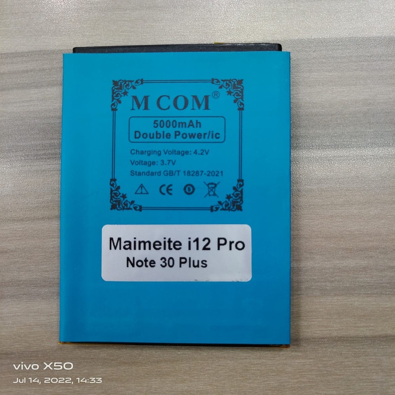 Battery Batere Batre Baterai Double Power Mcom Maimeite i12 pro - Note 30 Plus, P=8.2 L=6.2 Gigi Pinggir