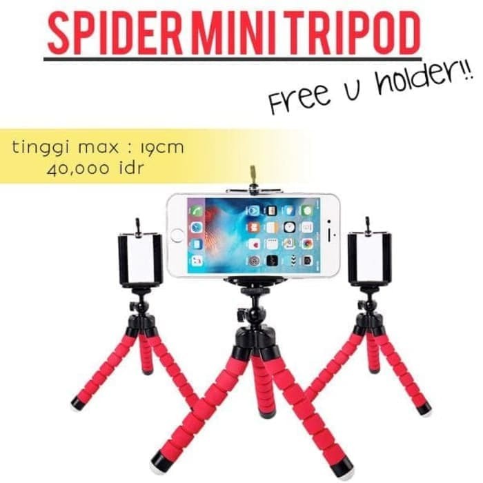 Mini Tripod Spider Holder U Medium Hp kamera mobile phone travel vlog aksesoris mount flexible tools