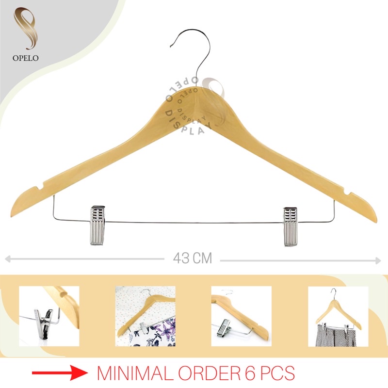 HANGER JEPIT KAYU DEWASA BOTTOM SILVER (LK-KB)