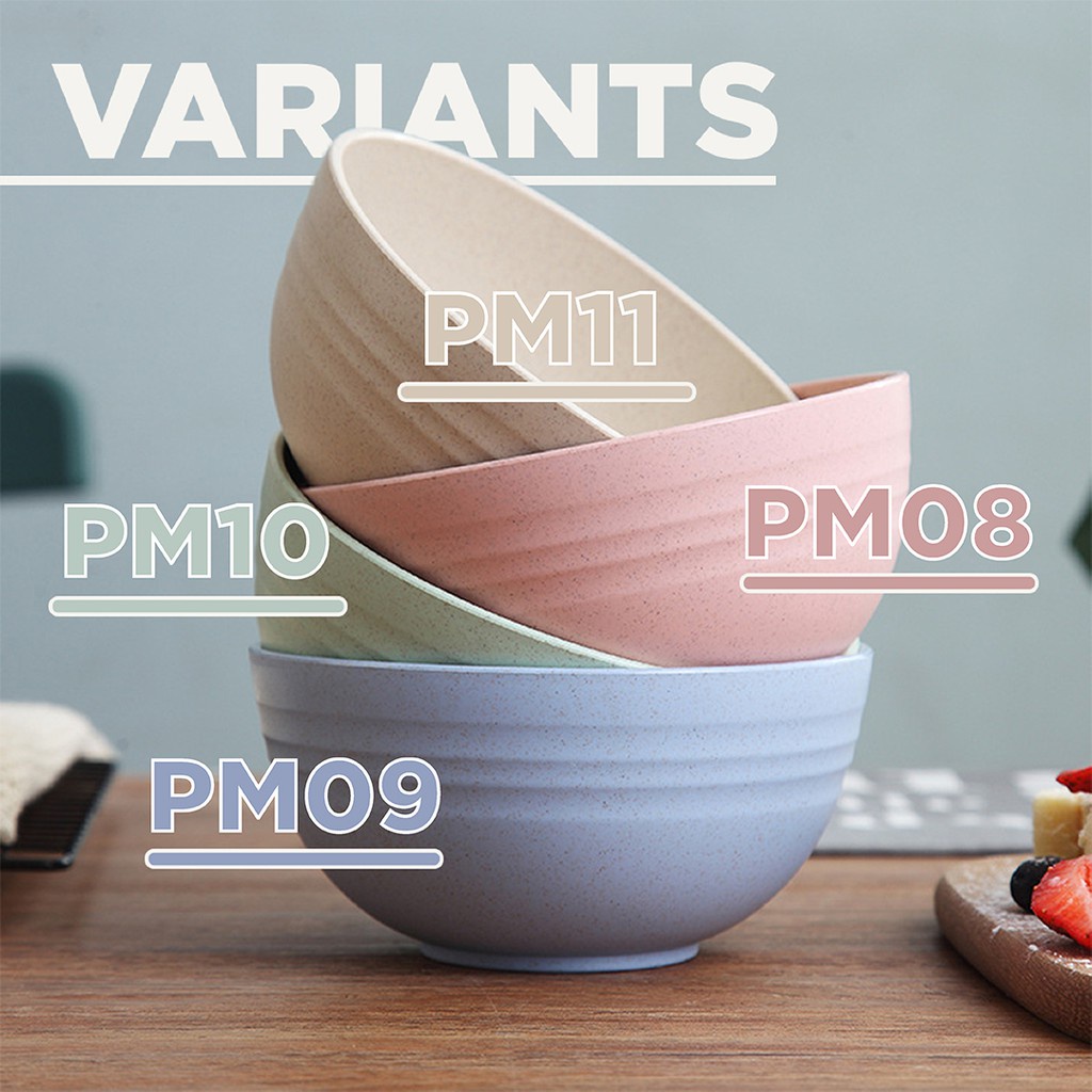 Mangkok Wheat Straw Bowl | Mangkuk Plastik Microwave Warna Warni | Gandum kokoh | BPA Free