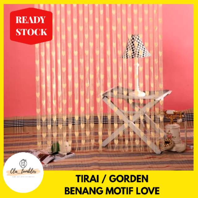 Tirai Benang Motif Love / Model Hati / Tirai Pintu Jendela / Gorden Pintu Jendela / Tirai Murah Unik