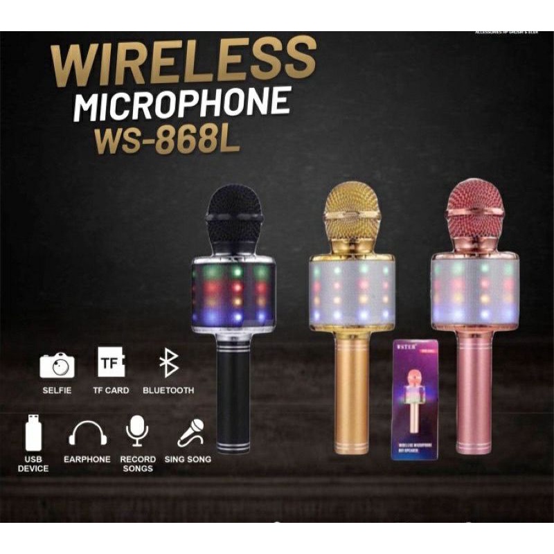 WS868 ORIGINAL 100% MIC BLUETOOTH WIRELESS/MIC KARAOKE SMULE