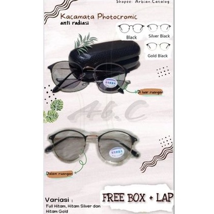 PHOTOCROMIC...FREE BOX DAN LAP Kacamata Frame Titanium Trendy Pria dan Wanita
