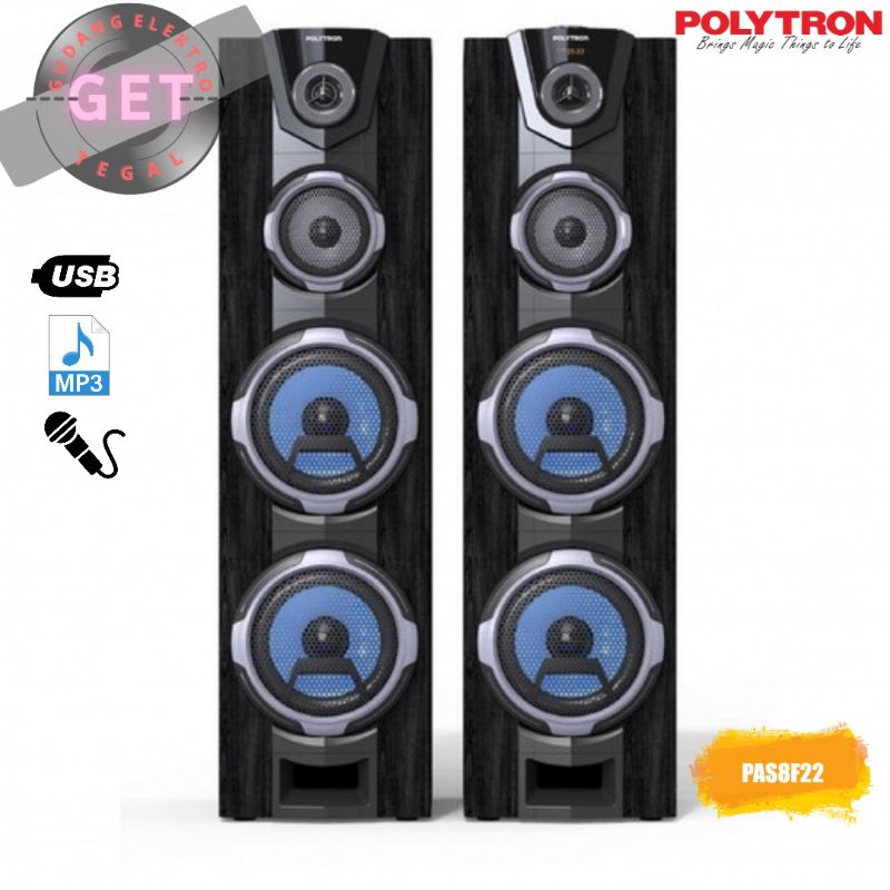 SPEAKER ACTIVE MERK POLYTRON ~ [SUPER BASS] 8" DOUBLE WOOFER ~ PAS8F22 (KOTA TEGAL)