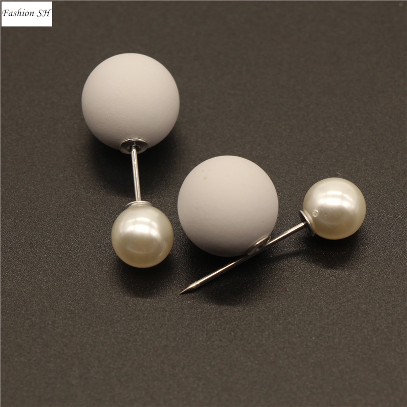 1pcs Fashion short double-headed pearl frosted brooch safety pin