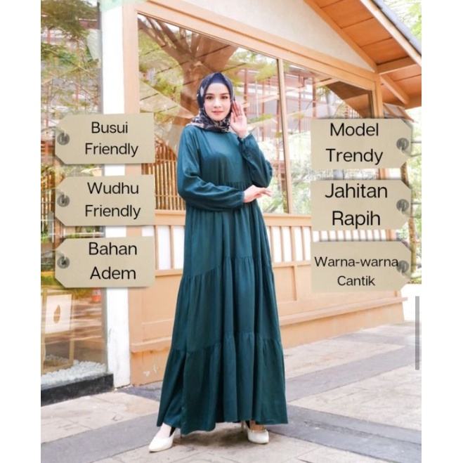 Ruffle dress / gamis polos premium Hana maxy