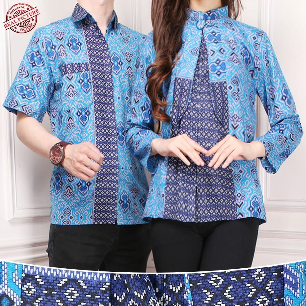 Meidi batik couple atasan blouse wanita dan atasan kemeja pria M – XL