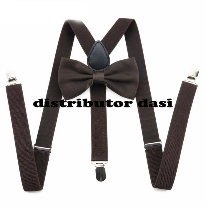 suspender bretel capit 3 set dasi kupu kupu coklat tua distributor