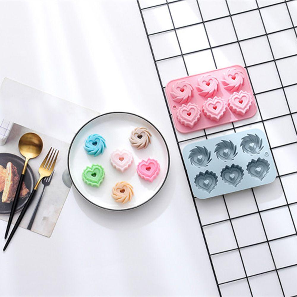 Solighter 3D Bentuk Swirl Hati Baking Handmade Sabun Cetakan Coklat Loyang Kue Cetakan