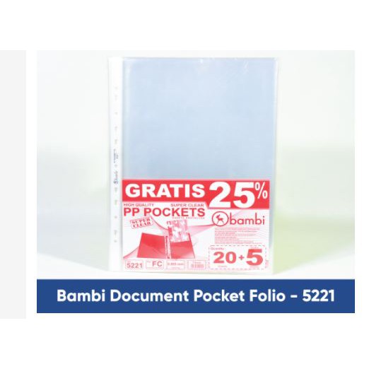 

PLASTIK PP POCKET / PP POCKET BAMBI - FOLIO ISI 20 + 5