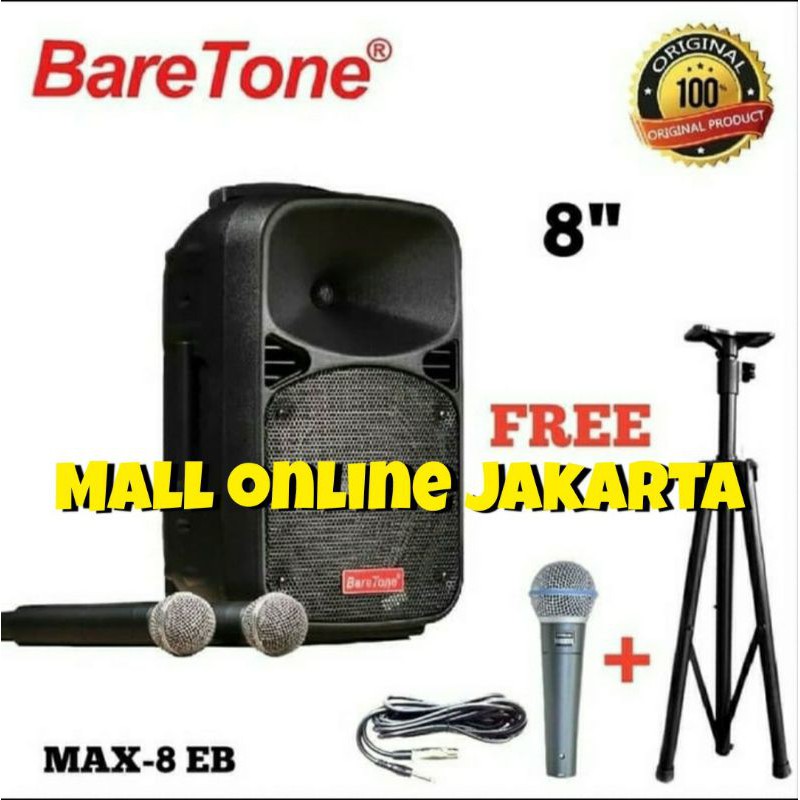 speaker aktif portable baretone 8 inch bluetooth max 8eb speker aktiv portabel bareton max8eb wirele