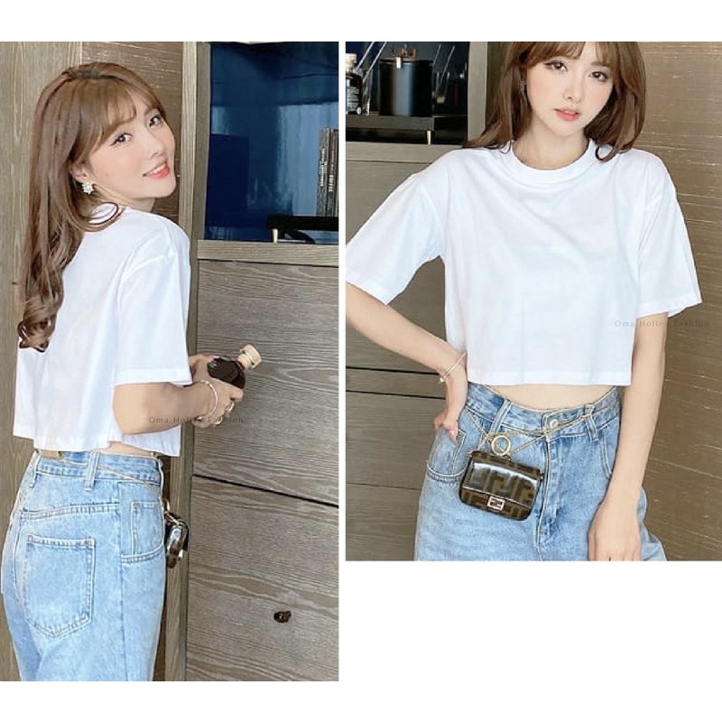 ATASAN TOP KOREA  CROP TEE OVERSIZED CROP TOP OVERSIZED BAJU WANITA CROPTOP POLOS PREMIUM