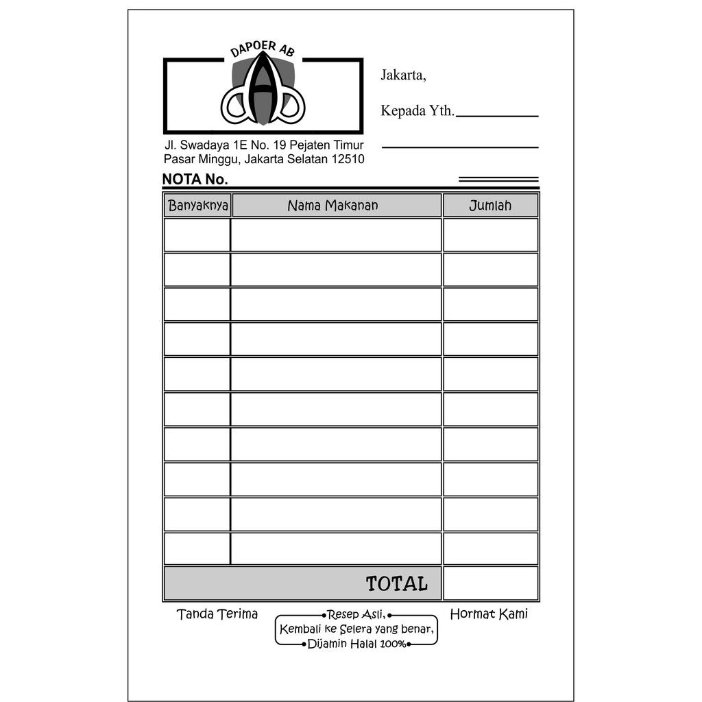 Cetak Nota Bon Ncr Langsung Tembus Rangkap 2 Ukuran 14 Folio