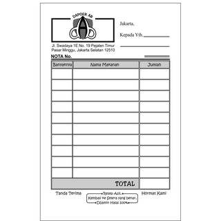 Cetak Nota Bon Ncr Langsung Tembus Rangkap 2 Ukuran 14 Folio