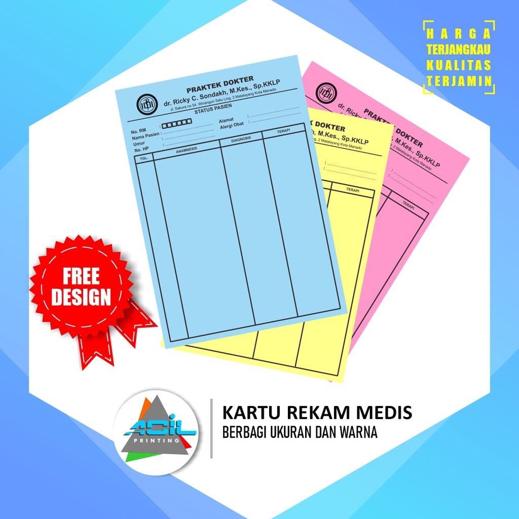 Jual Cetak Custom Kartu Rekam Medis Ukuran 21cm x 15cm | Shopee Indonesia