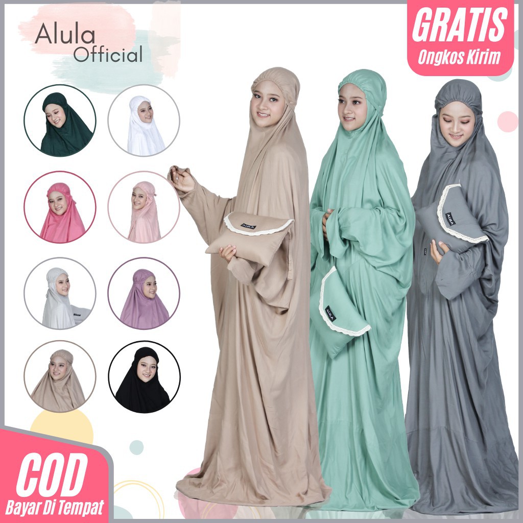 Mukena Terusan Dewasa ALULA Katun Rayon Polos Premium Jumbo | Harga Mukena Terbaru 2021