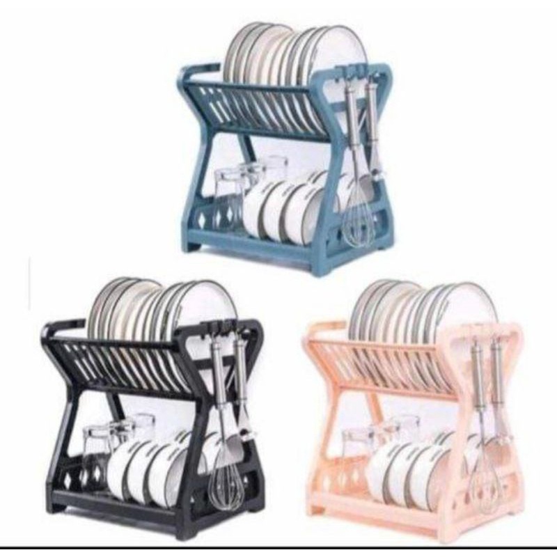 Jual Rak Piring 2 Susun Plastik -2115/ Rak piring Dapur Baskom Rak