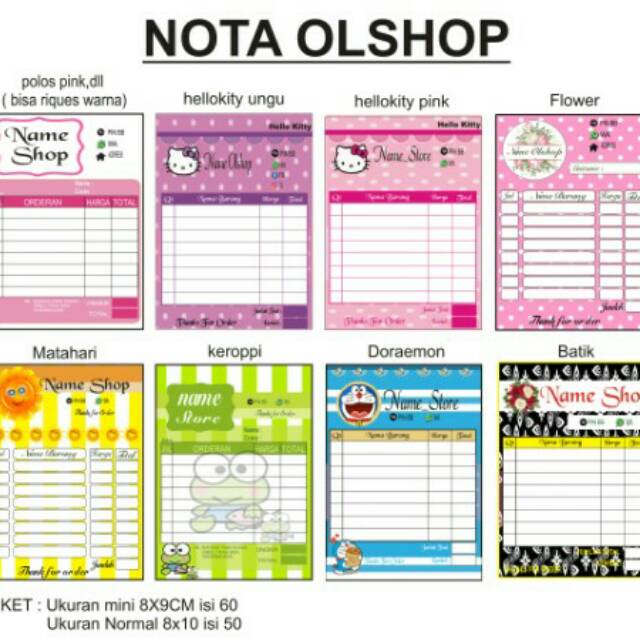

Nota olshop murah