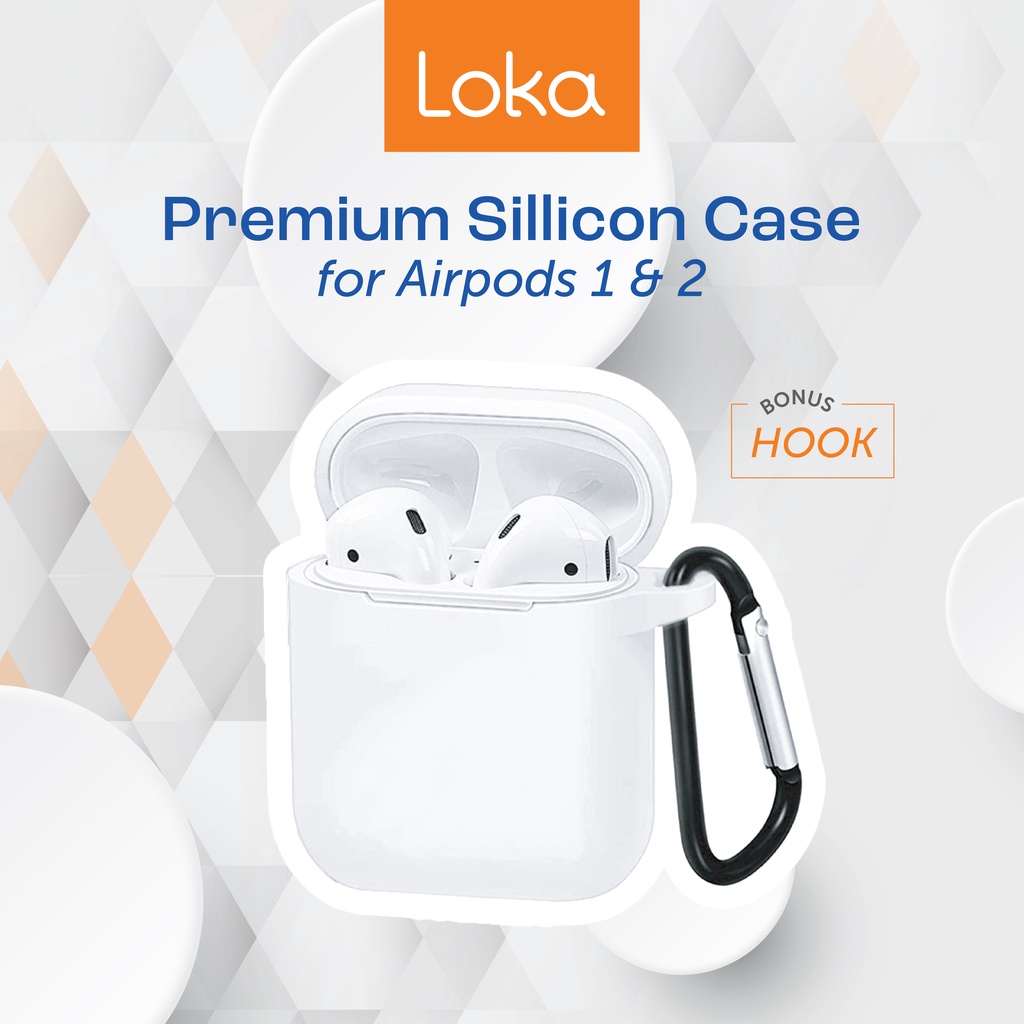 Case Airpods Gen 2 Silicone Full Cover Casing Silikon Airpods 1 2 with Hook Softcase dengan Carabiner Loka-3