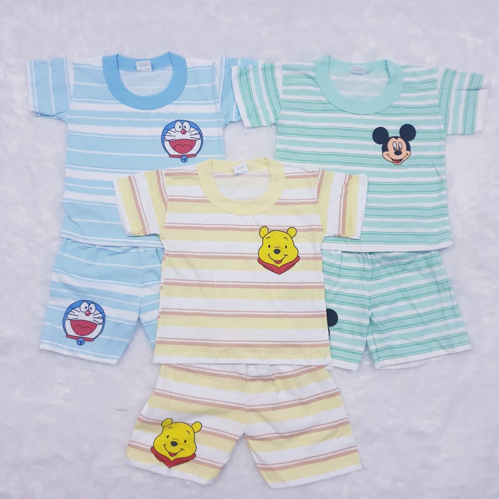 COD Bayar Ditempat Baju Baby Setelan Oblong Anak Laki Motif salur Baby Alicia