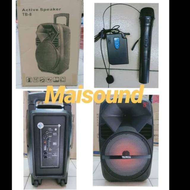 SPEAKER PORTABLE TARGA TB8 WIRELESS TARGA TB 8 INCH FREE 2 MIC