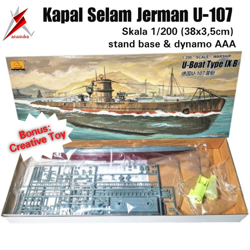 Kapal selam U-Boat U-107 U-571 U-45 Type VIIB VIIA Jerman Model Kit Mainan Rakit Puzzle