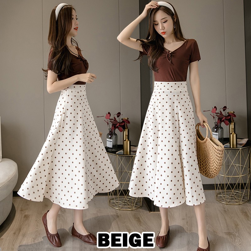 KARAKOREA 821 Polkadot Skirt/Maxi Skirt/Rok Panjang/Rok Korea Skirt