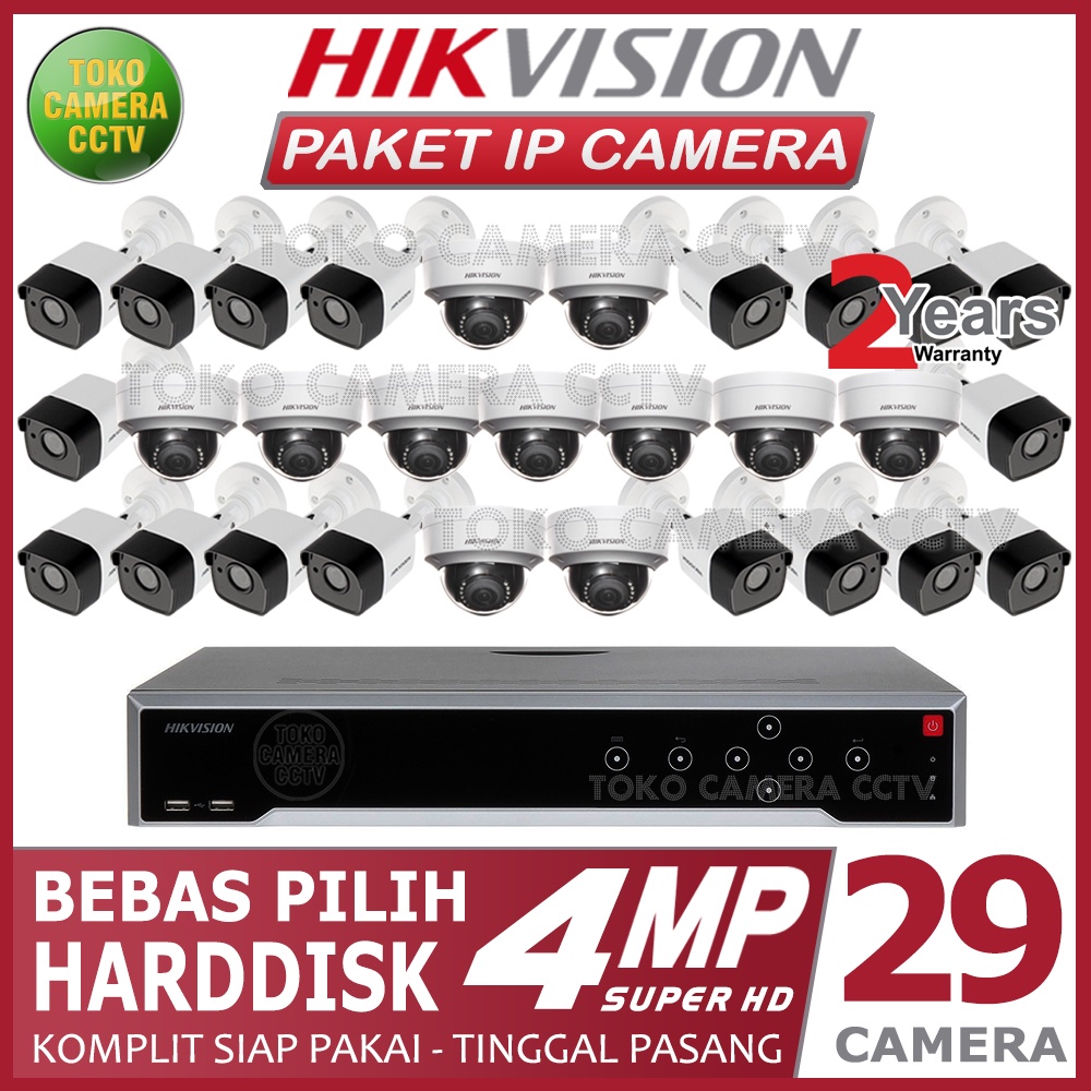 PAKET IP CAMERA HIKVISION 4MP 32 CHANNEL 29 KAMERA