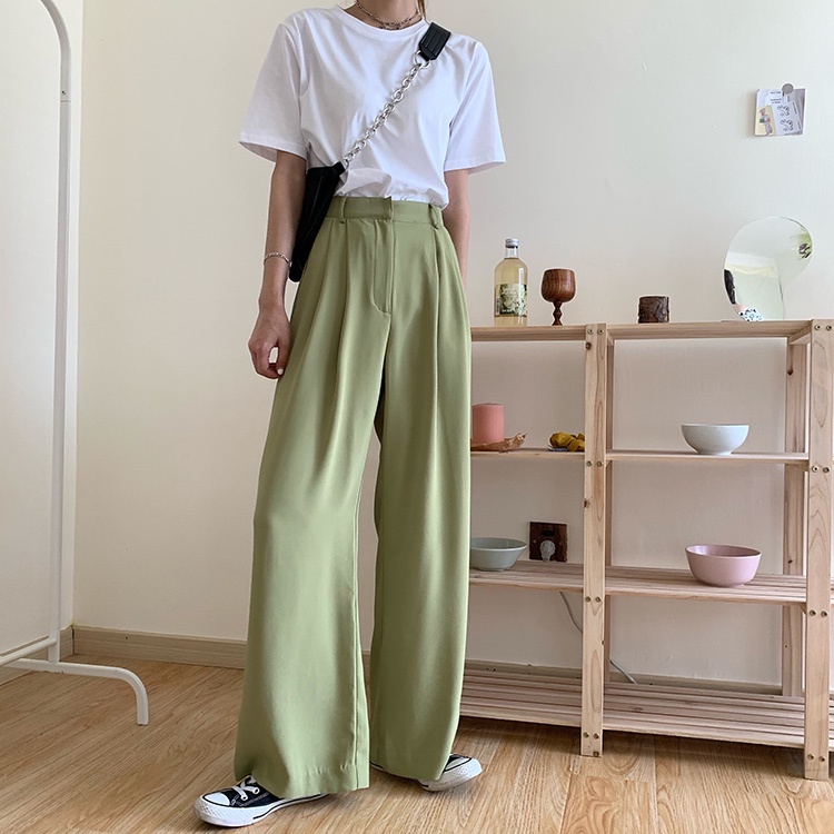 XIAOZHAINV Celana Wanita Korean Style High Waist Loose Pants 6786