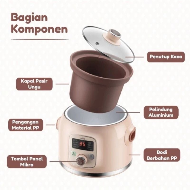 Emily Slowcooker Claypot 2L Emily Slow Cooker Baby &amp; Family Food Maker Delay Timer Mpasi Bayi