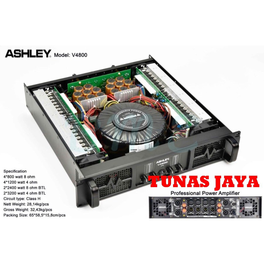 POWER AMPLIFIER ASHLEY V4800 4 CHANNEL ORIGINAL